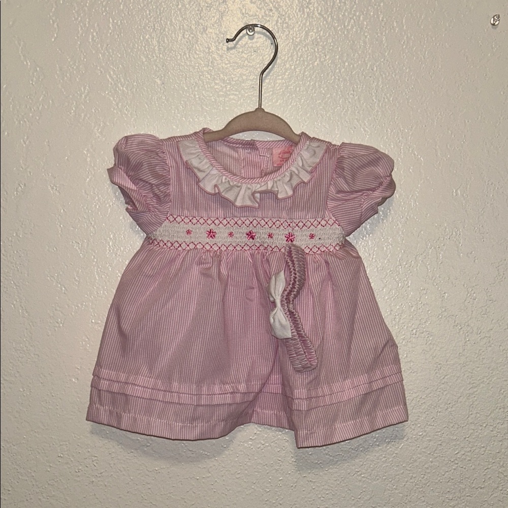 Pink and White Baby Dress with Ruffle Details